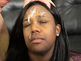 Ghetto Gaggers Abrianna gets her face covered with white boy jizz